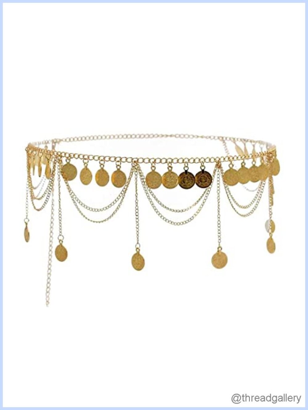 Caiyao Gold Silver Coin Pendant Waist Chain Tassel Layered Belt